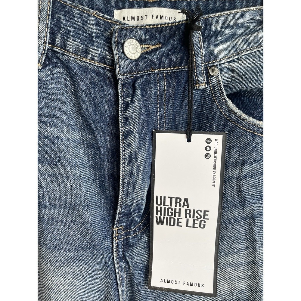 Almost Famous Women's Distressed Blue Denim Jeans, Size 3 - Picture 3 of 13